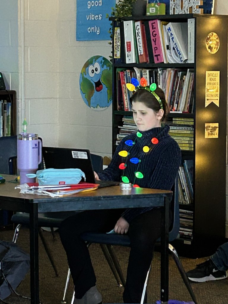 HMS student working hard in Social Studies class
