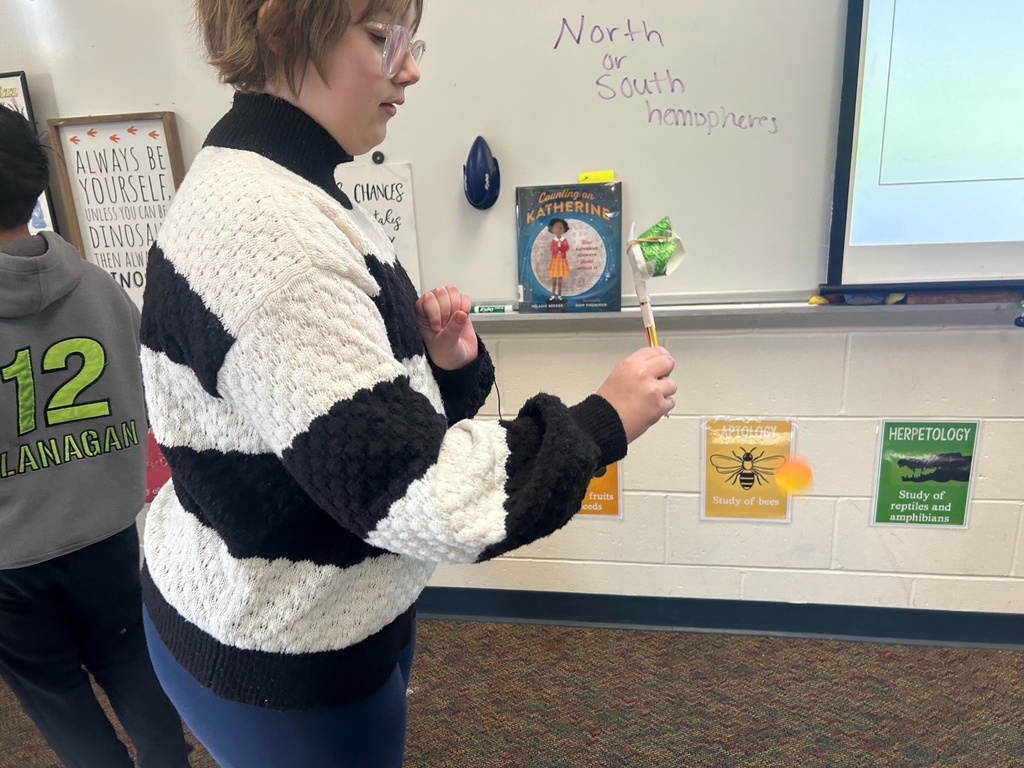 Ms. Denisky's flex student demonstrating an asteroid launcher.