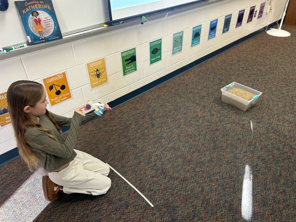 Ms. Denisky's flex student demonstrating an asteroid launcher.