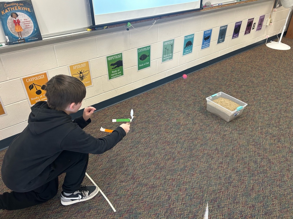 Ms. Denisky's flex student demonstrating an asteroid launcher.