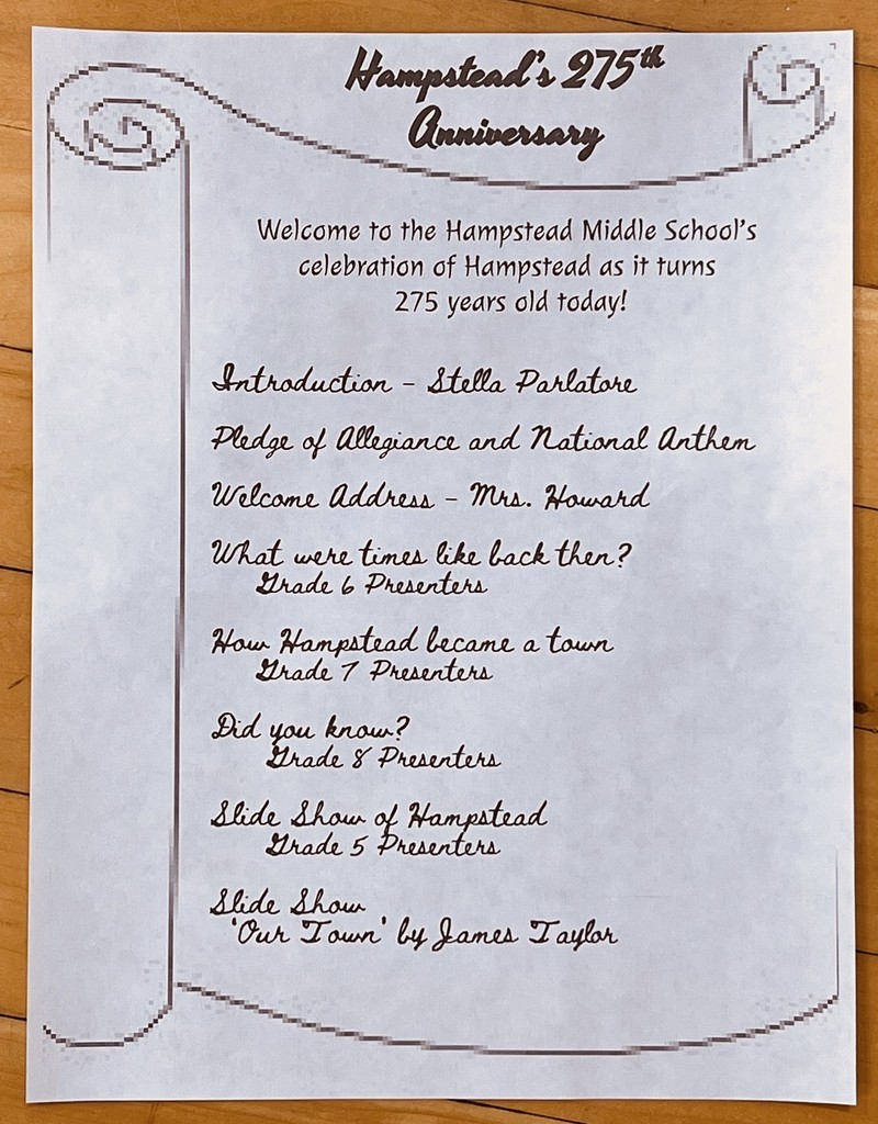 Program for the 275th Anniversary