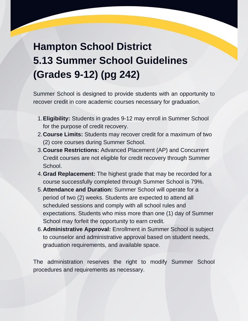 summer school guidelines