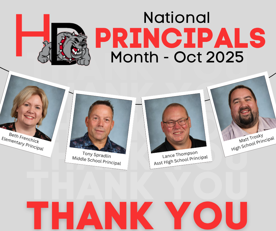 A thank you for national principals with pictures of the district's principals.
