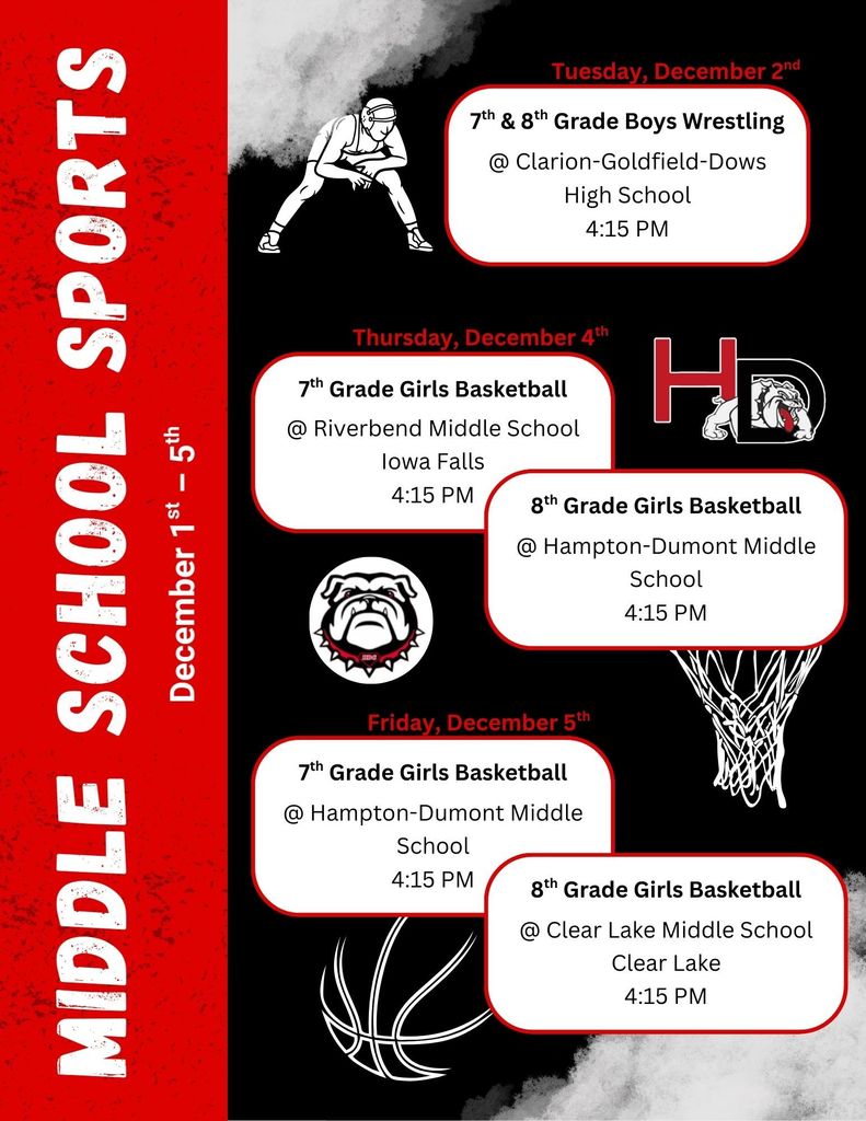 Middle School Sports (December 1st-5th)