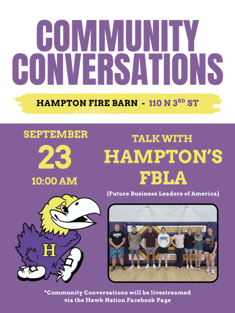 Hampton's FBLA Chapter will present at 10:00 AM on Wednesday, September 23rd at the Firebarn..