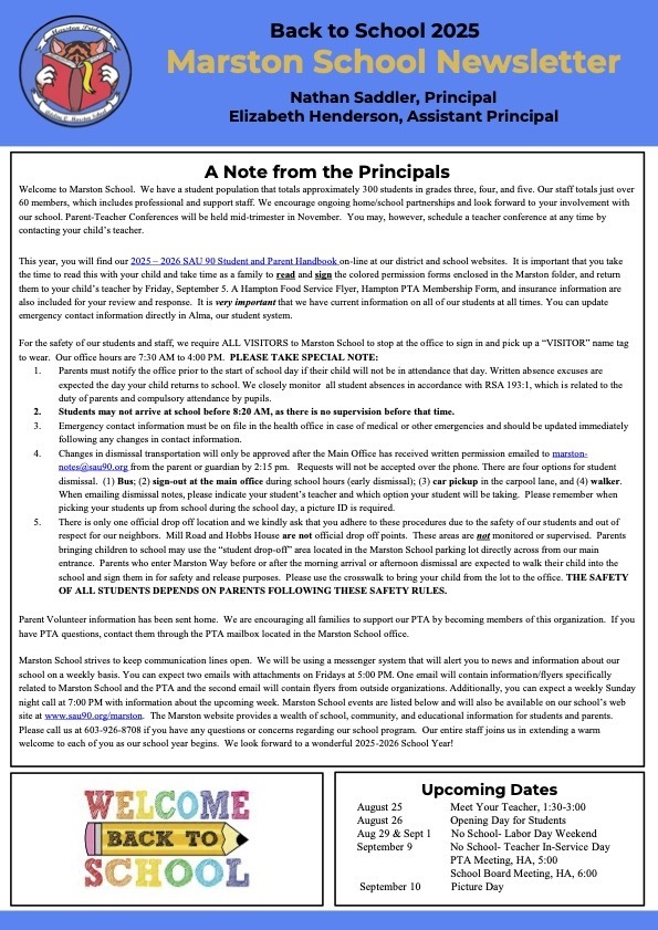 Back to School Newsletter