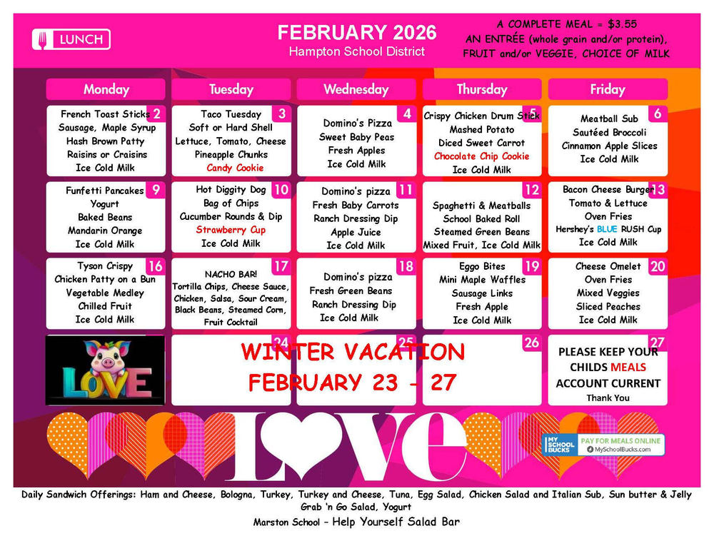 February Lunch Menu