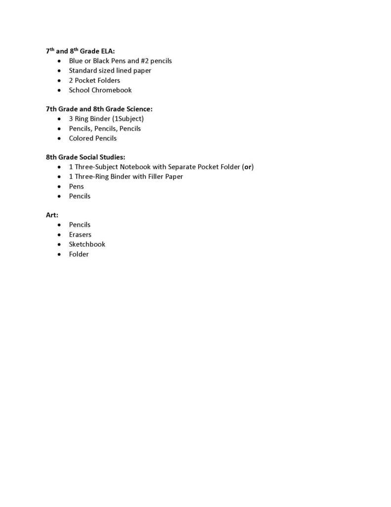 MS-HS School Supply List 2