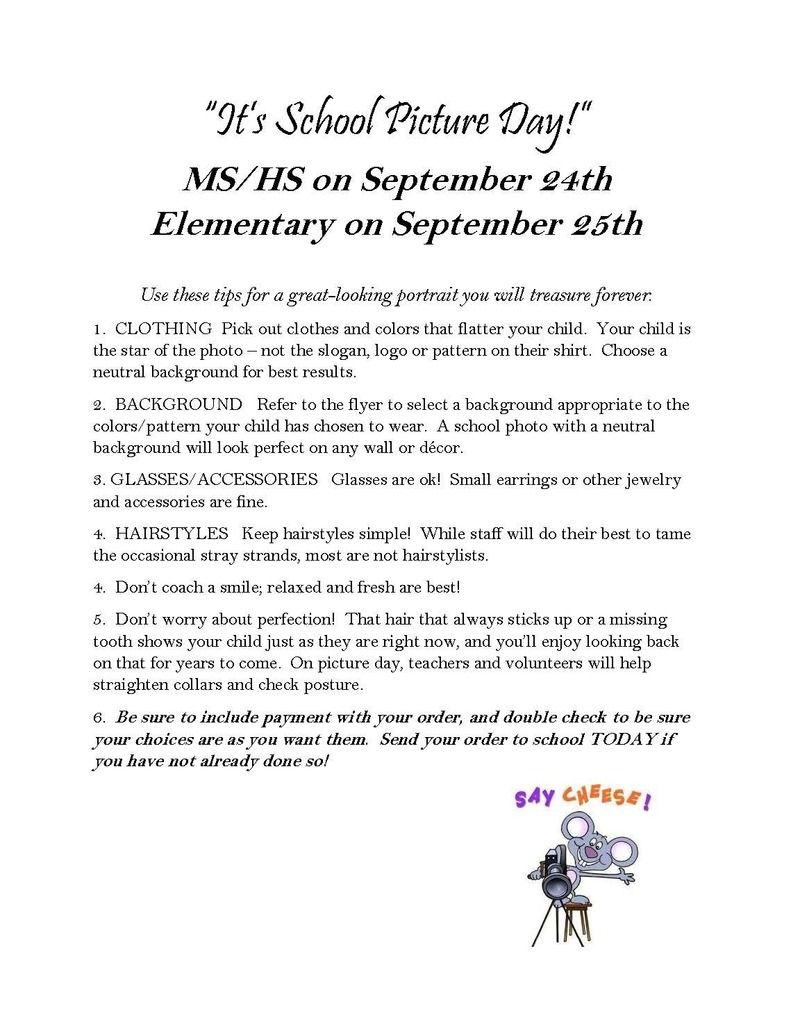 HCS Picture Day Flyer