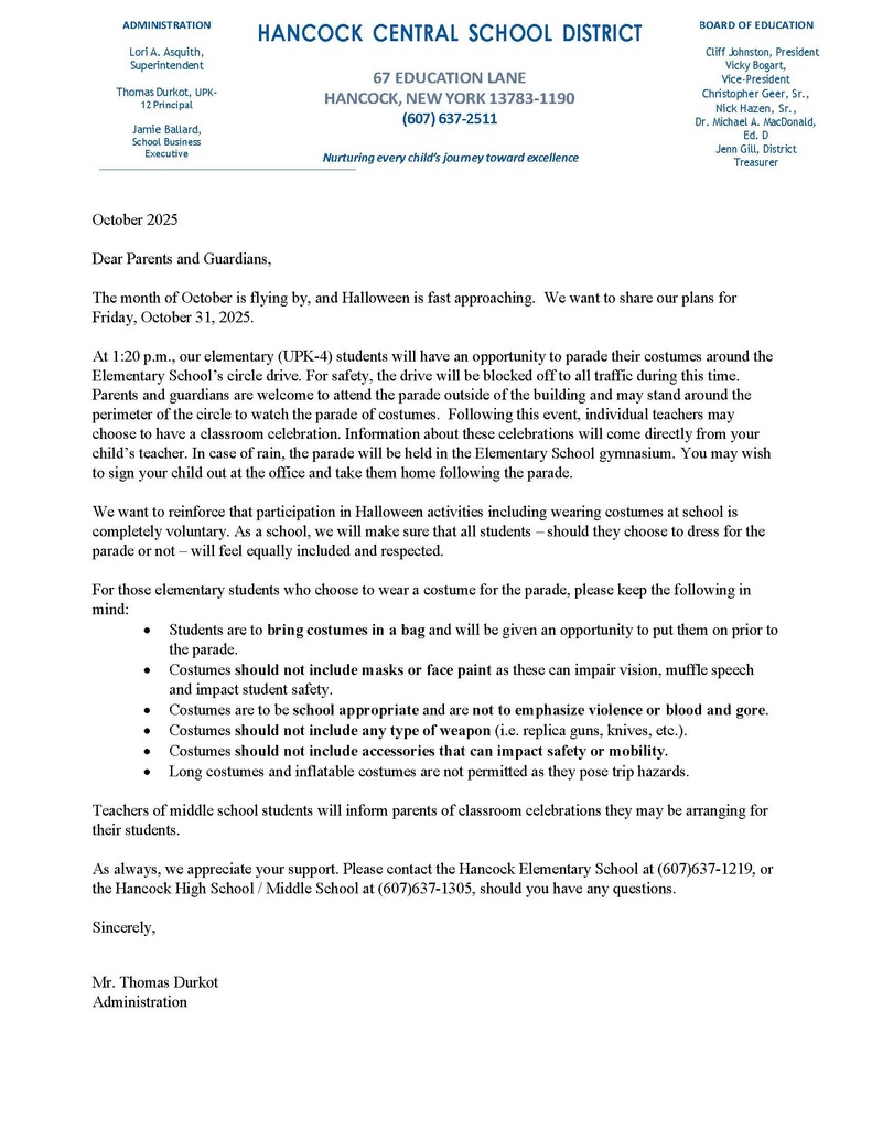 Halloween HCS Memo 2025