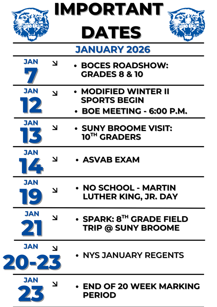 January 2026 Important Dates Graphic