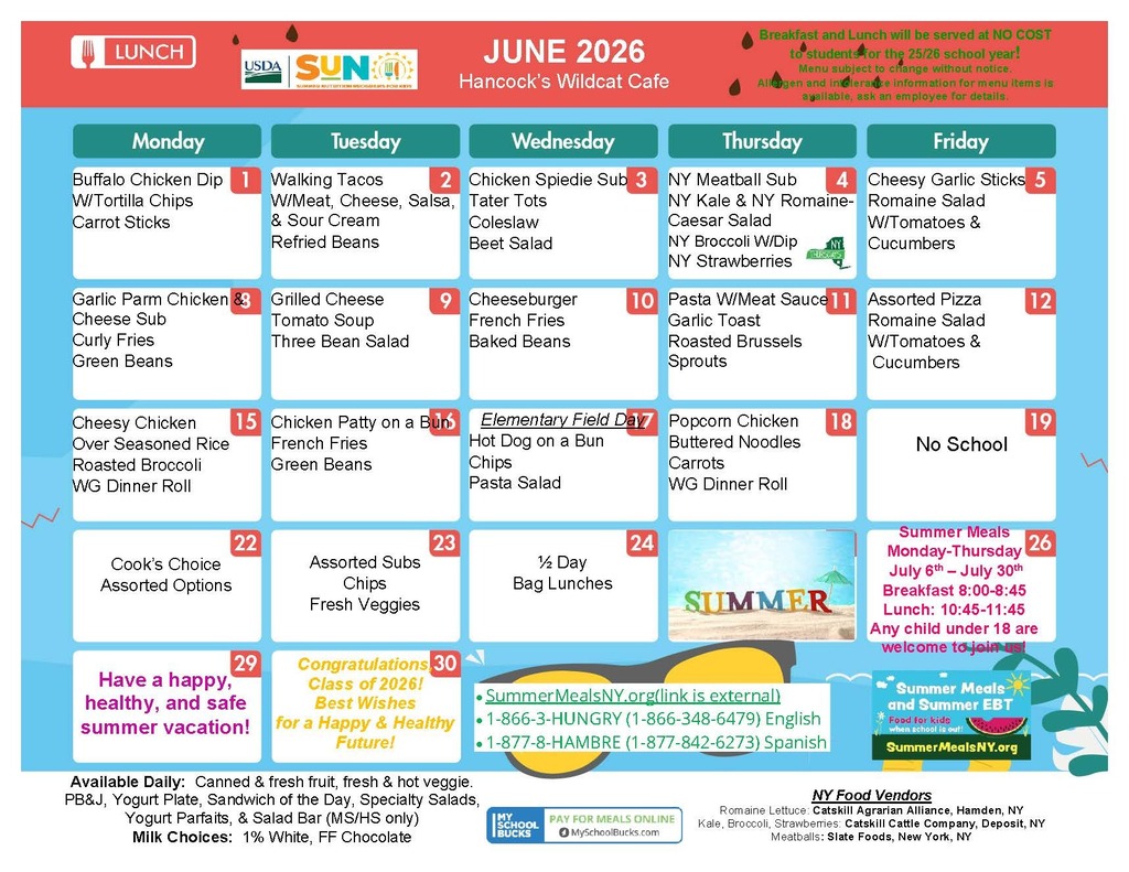 June 2026 Lunch Menu