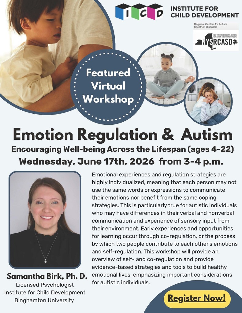 Emotion Regulation & Autism Virtual Workshop flyer