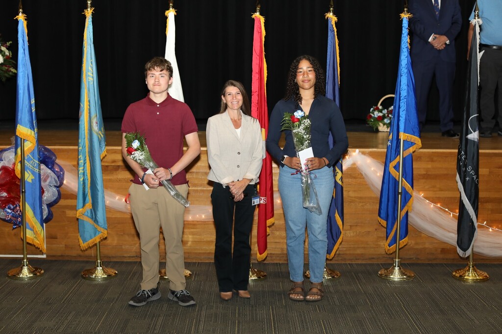 First to say thank you - photo of HCS students with Mrs. Asquith