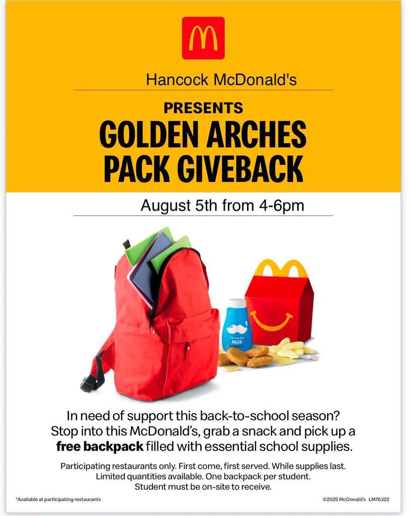 McDonalds Backpack Donation Flyer