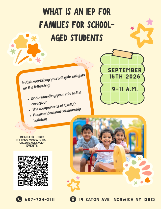 What is an IEP for families for school-aged students flyer