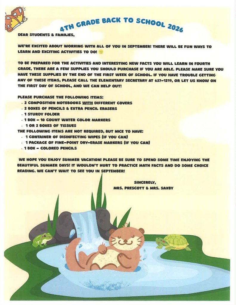 4th Grade Back to School List