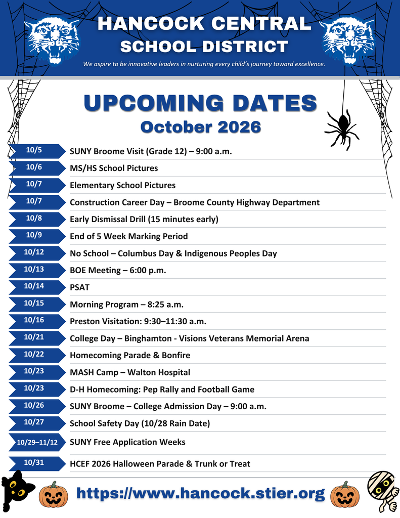 HCSD Upcoming Dates - October 2026