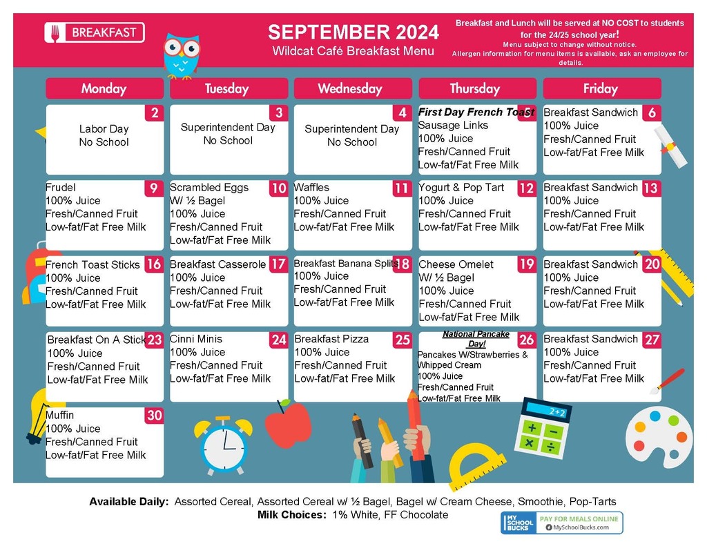 September Breakfast Menu