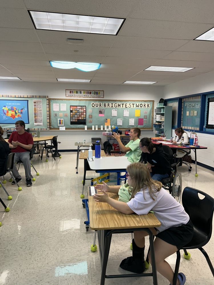 students getting music therapy