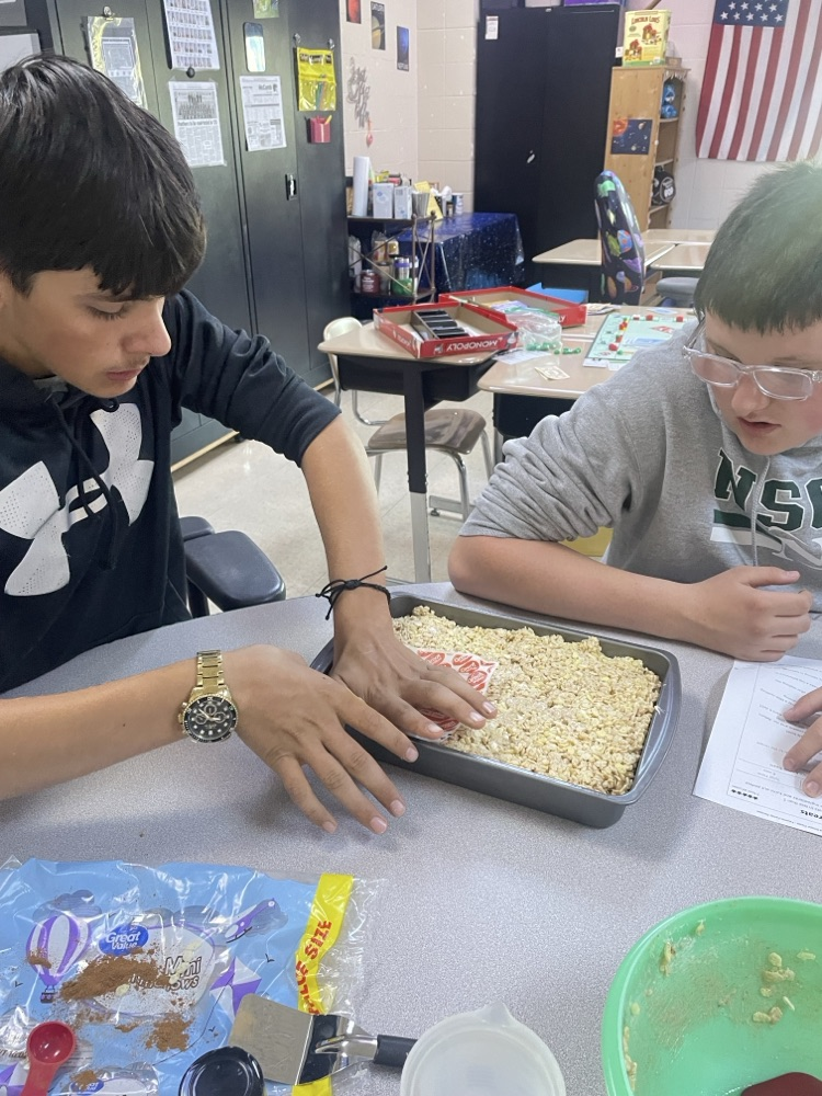 students with Rice Krispies