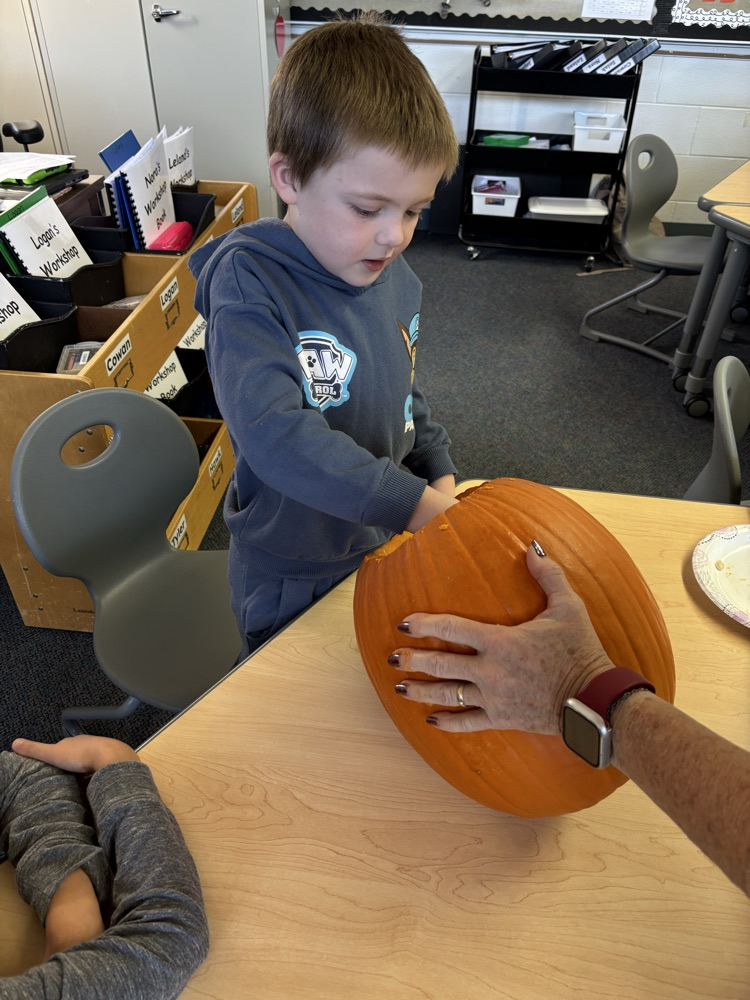 students carving pumpkins