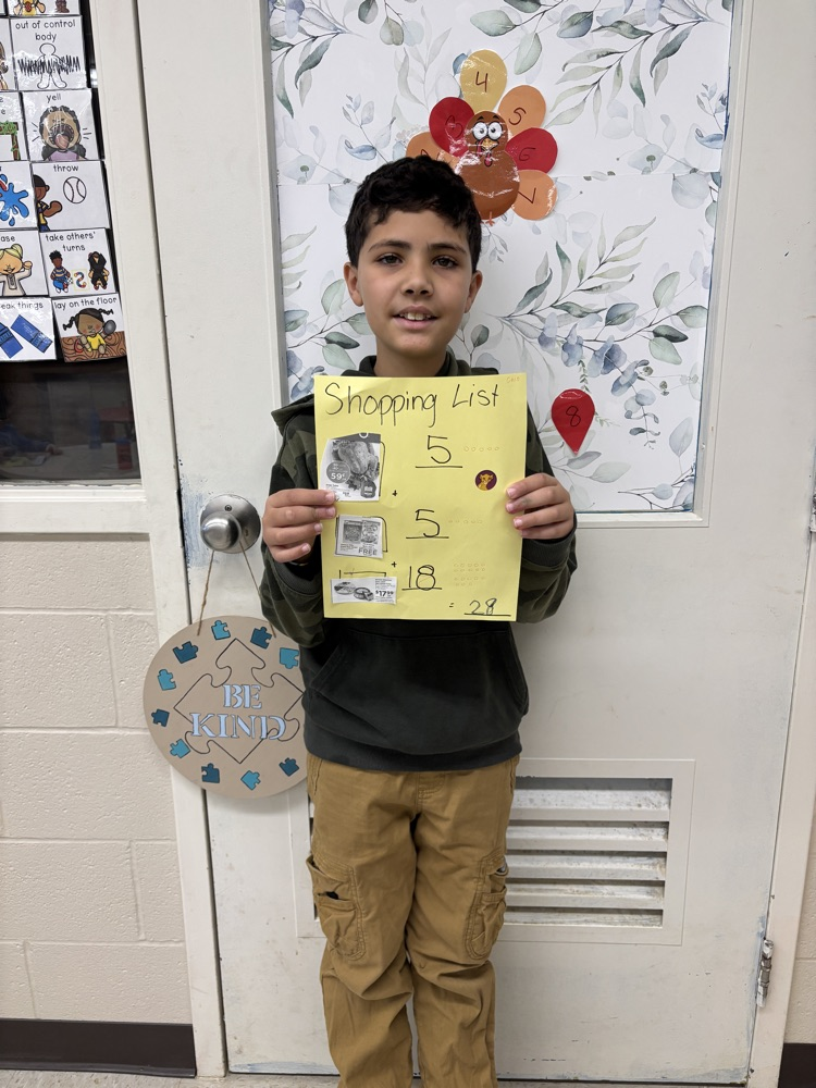 student with grocery list