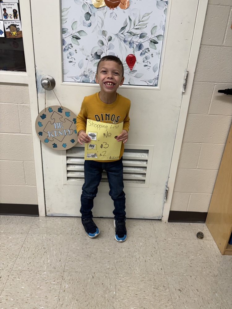 student with grocery list