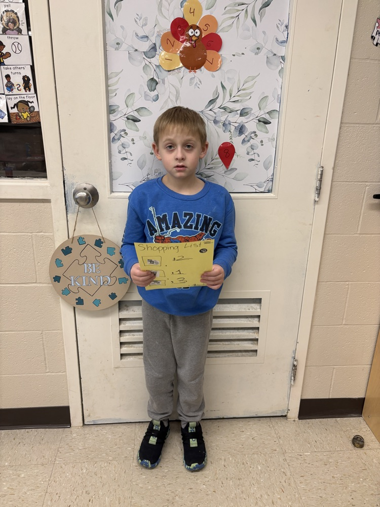 student with grocery list