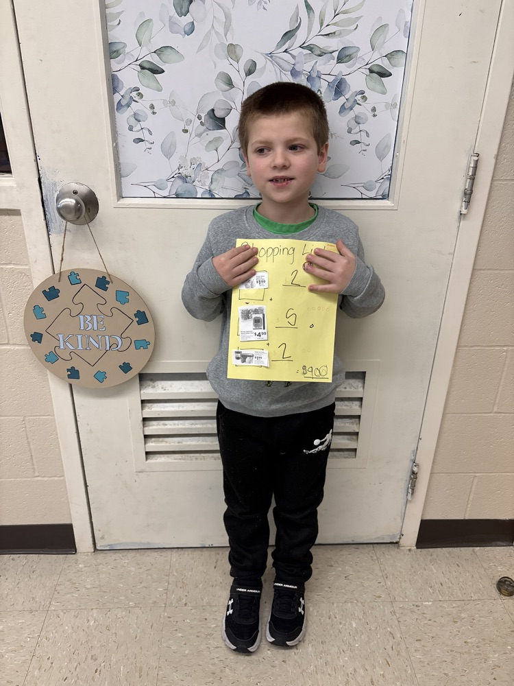 student with grocery list