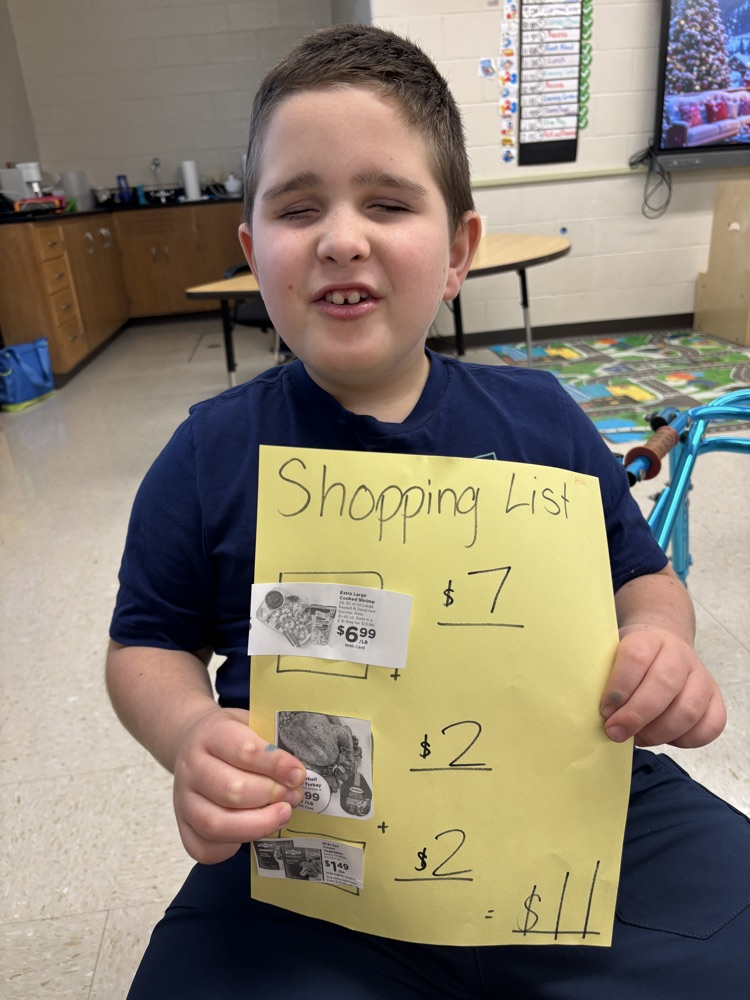 student with grocery list