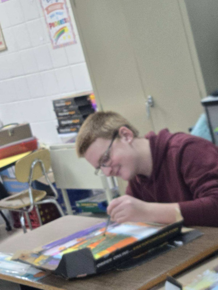 student painting