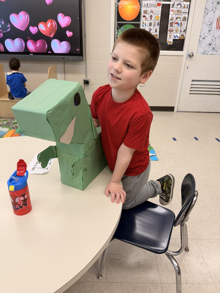 student with valentine box 