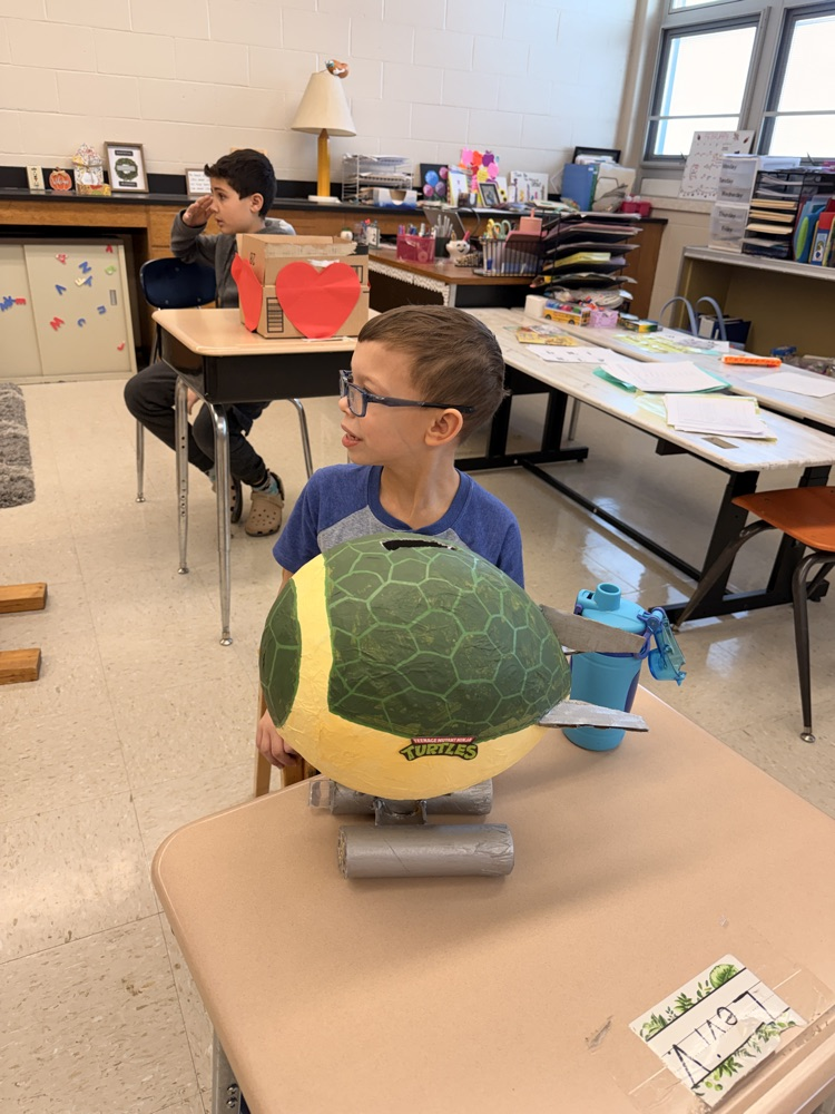 student with valentine box 