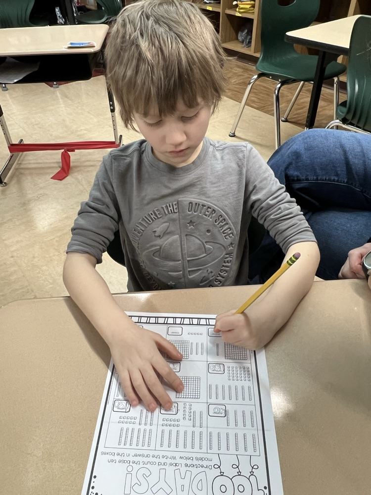 student working on worksheet