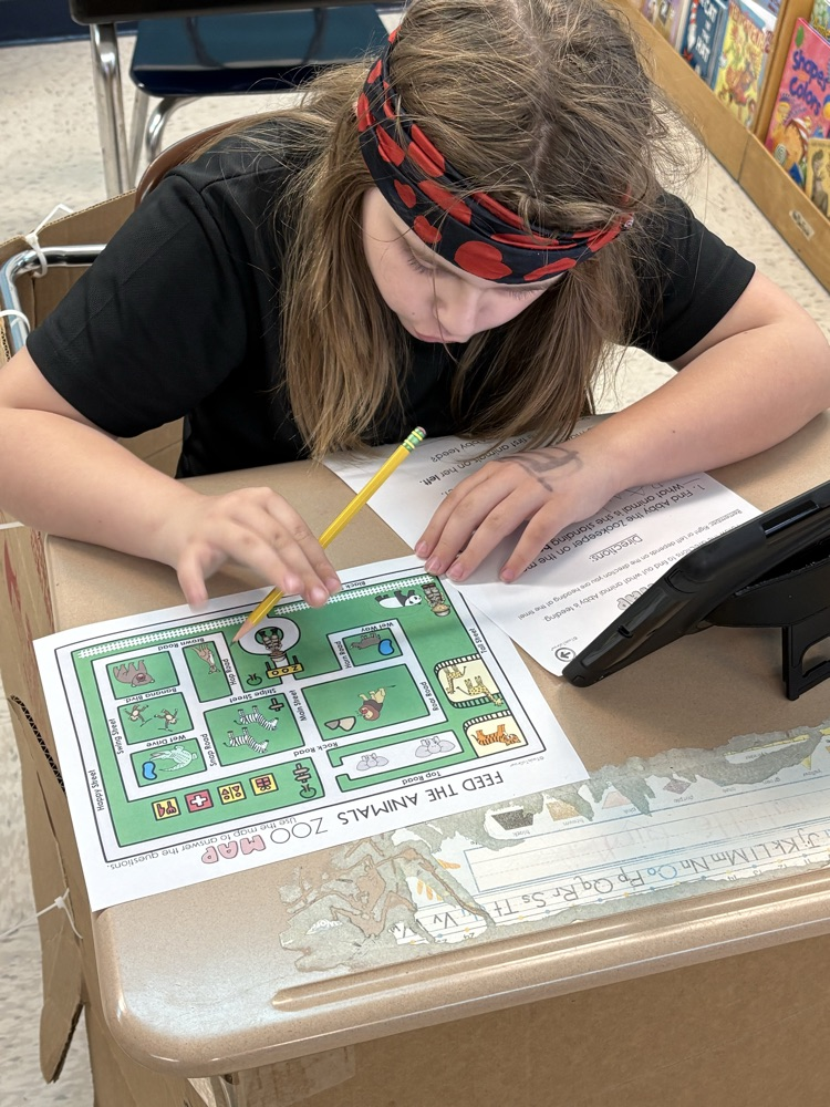 student doing zoo worksheet