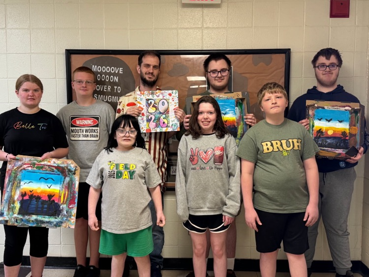 students with paintings