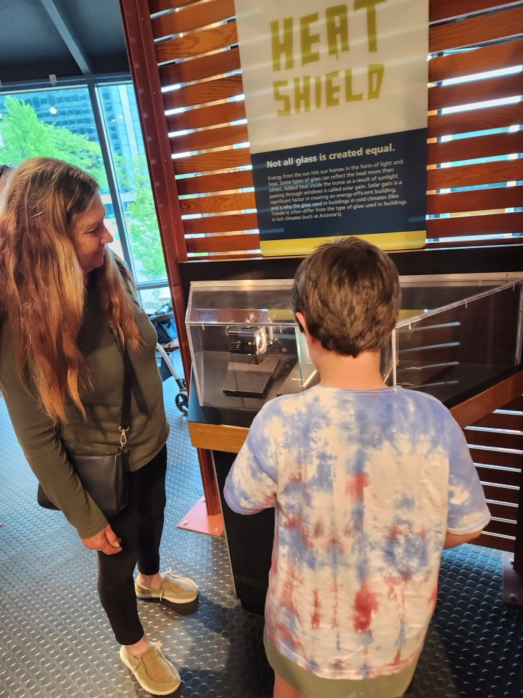 student simulating heat shield