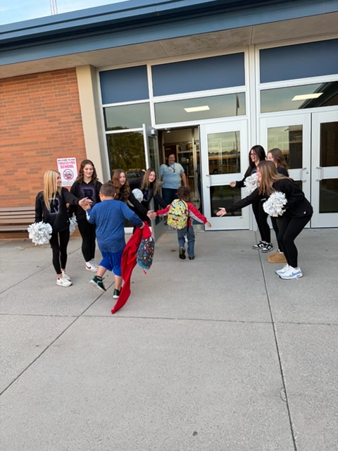 students and cheerleaders