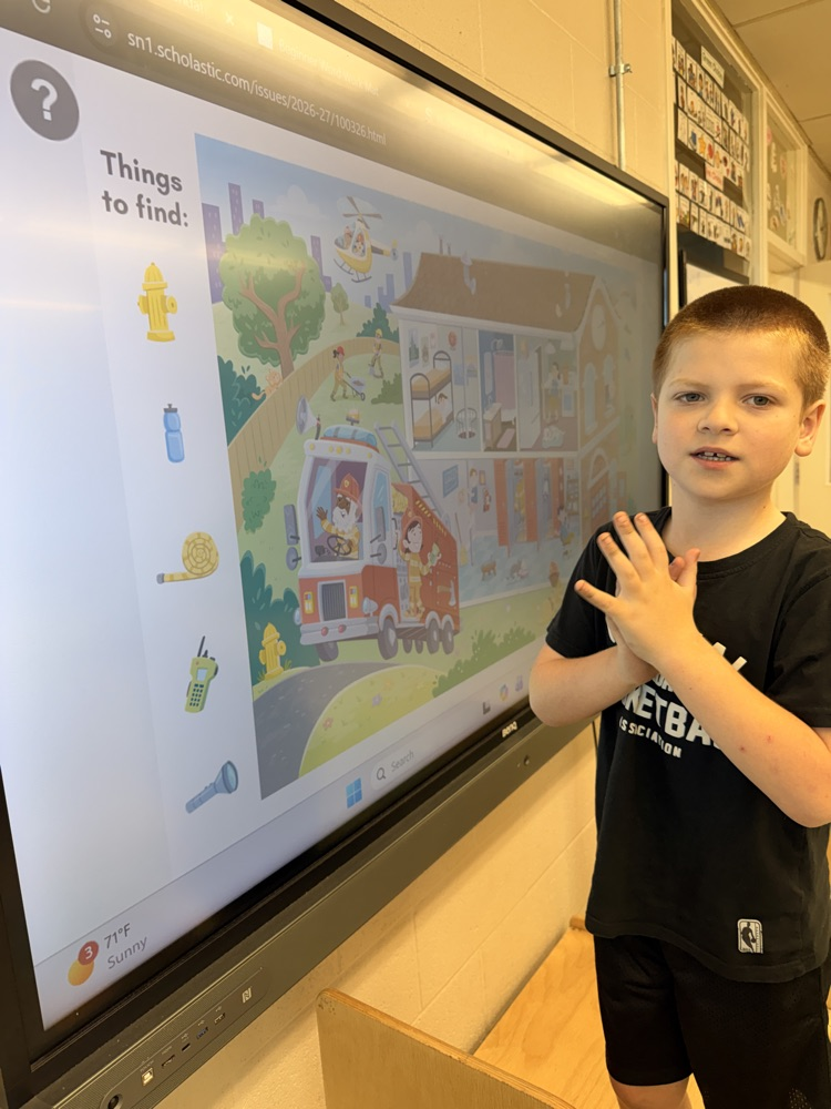 students doing an interactive firefighter game