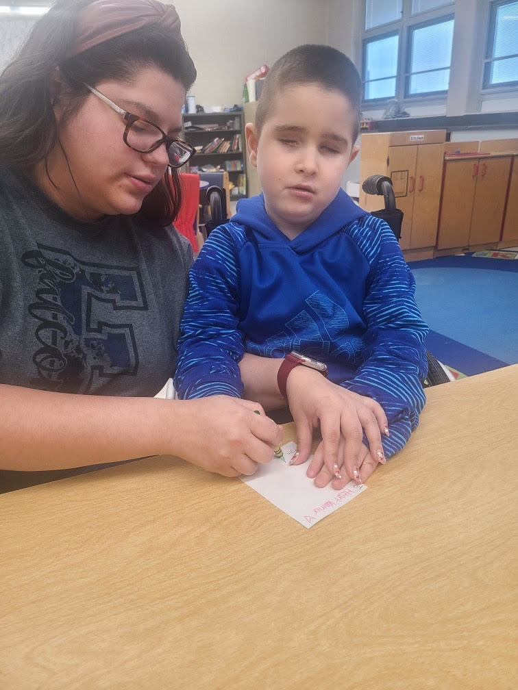 student making Valentine