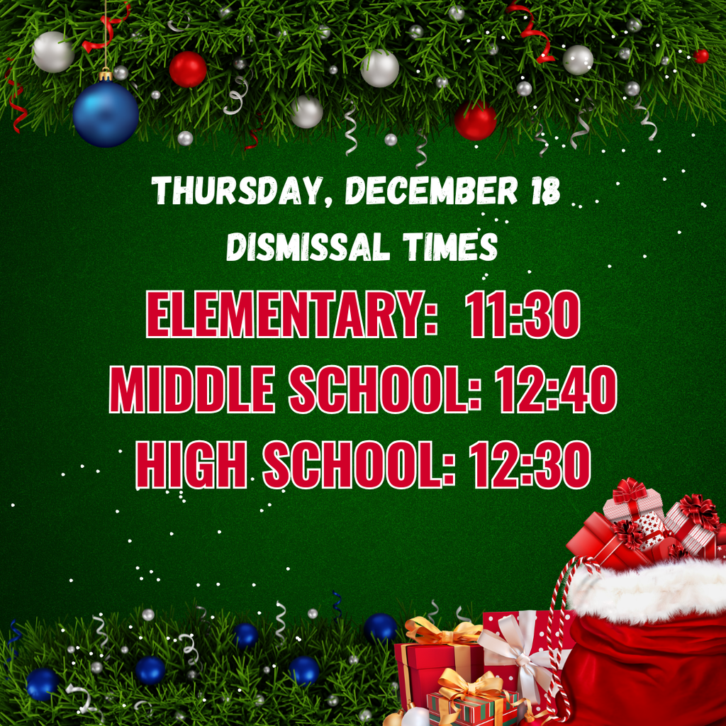 Dismissal times for Thursday, December 18