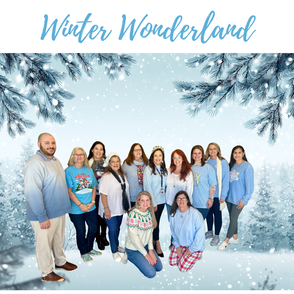 Winter Wonderland themed group picture