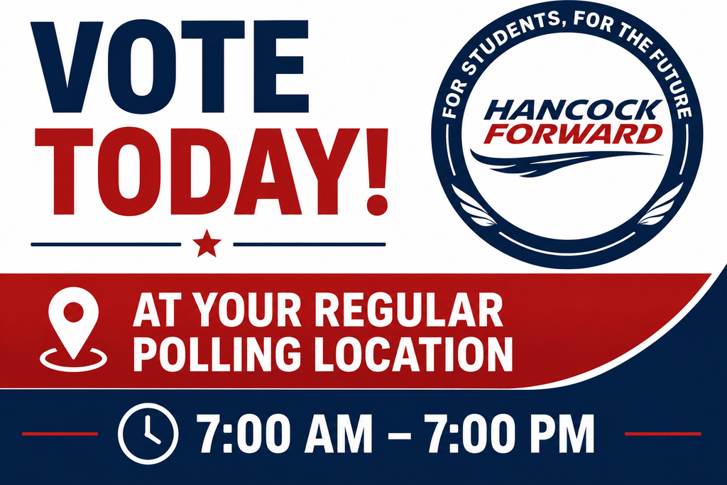 Vote Today at your regular polling location 7am to 7pm.