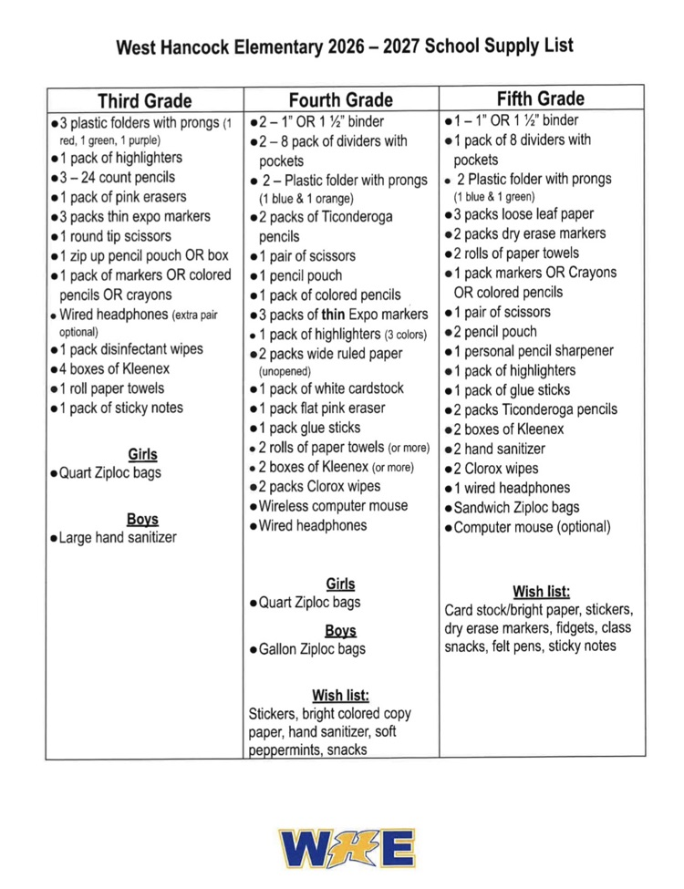 supply list
