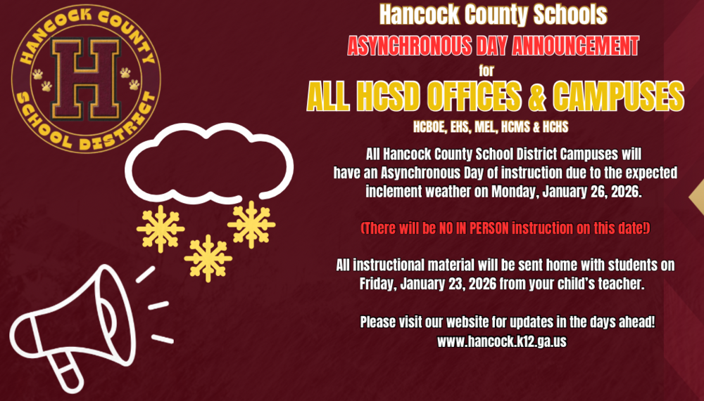 Hancock County Schools Asynchronous Day Announcement
