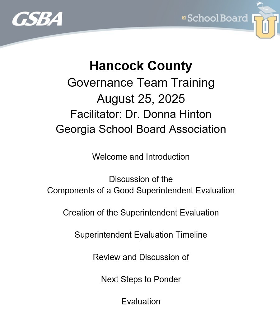 Agenda for Superintendent Evaluation Training Image