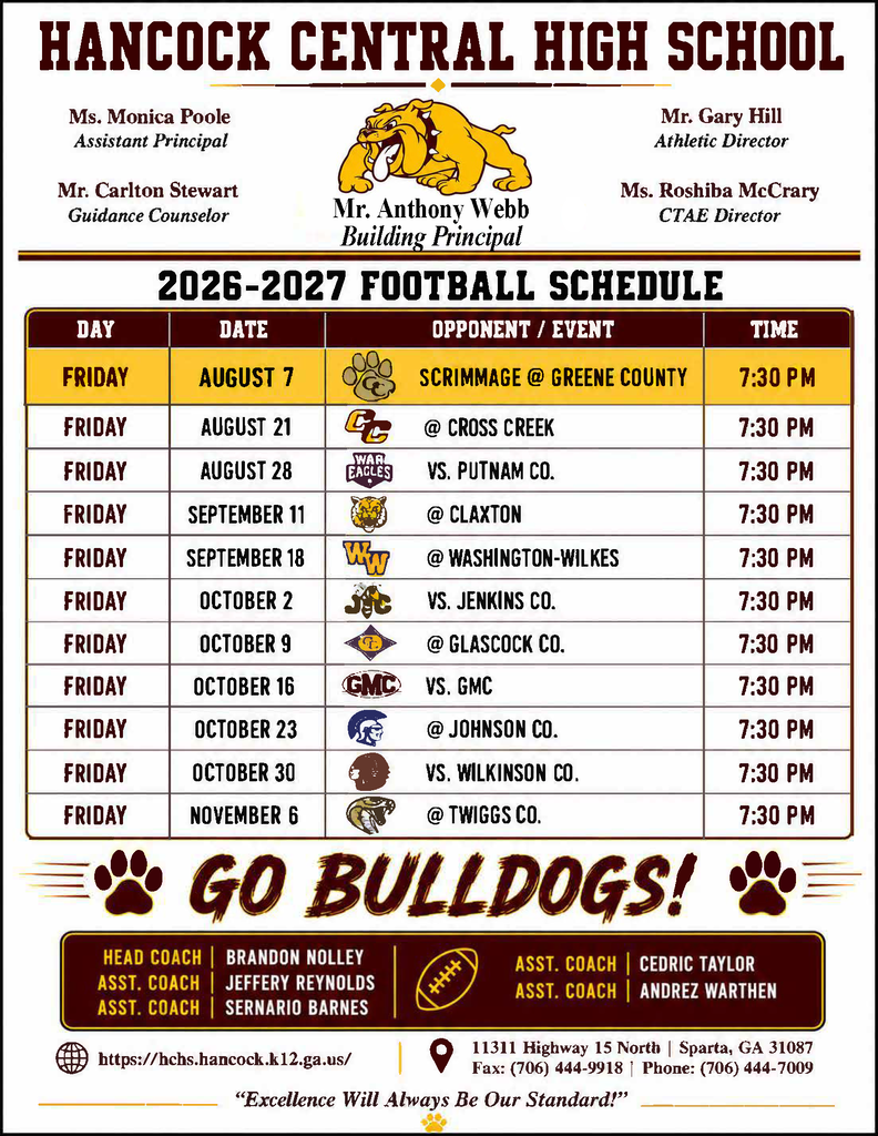 Varsity Football Schedule 2026