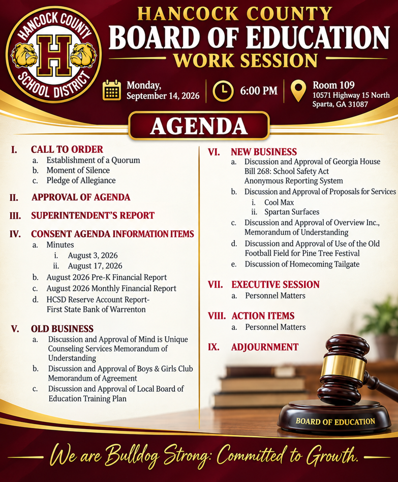 Board of Education Work Session 9-14-26