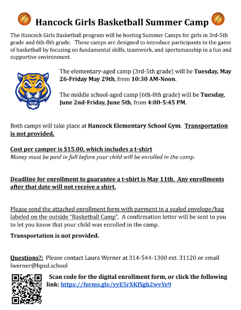 HANCOCK GIRLS BASKETBALL SUMMER CAMP